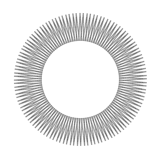 Vector zonvormig rond frame met stralen geïsoleerde vectortekening
