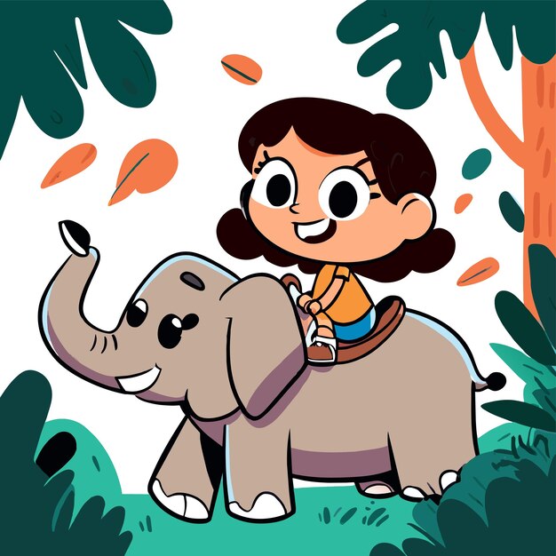 Zoo adventure jungle cute elephant hand drawn flat stylish cartoon sticker icon concept isolated