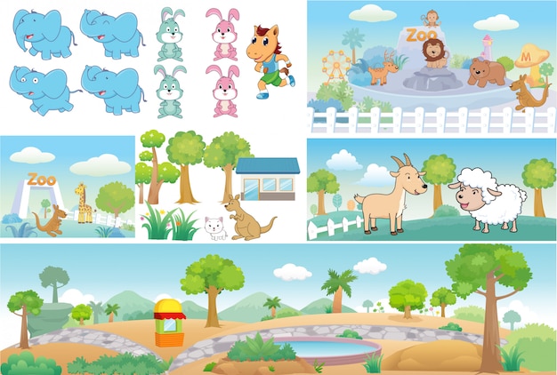 Vector zoo and animal cute cartoon