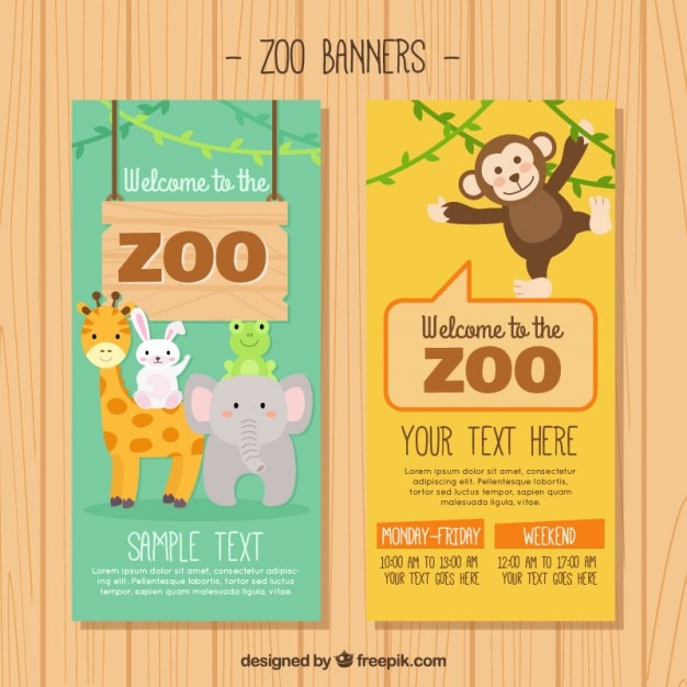 Vector zoo animals banners