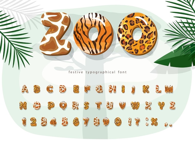 Zoo animals cartoon font