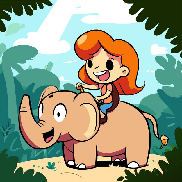 Zoo avontuur jungle schattige olifant met de hand getekend platte stijlvolle cartoon sticker icoon concept geïsoleerd