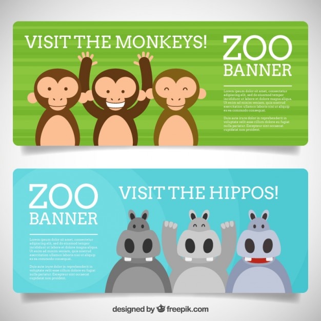 Zoo banners met leuke en mooie dieren