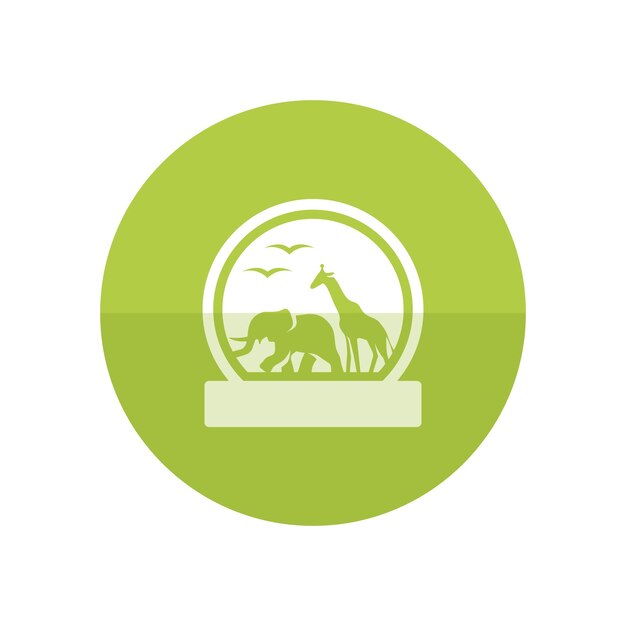 ベクトル 動物園のゲートアイコンは平らな色のサークルスタイルで動物公園のジャングルサファリです