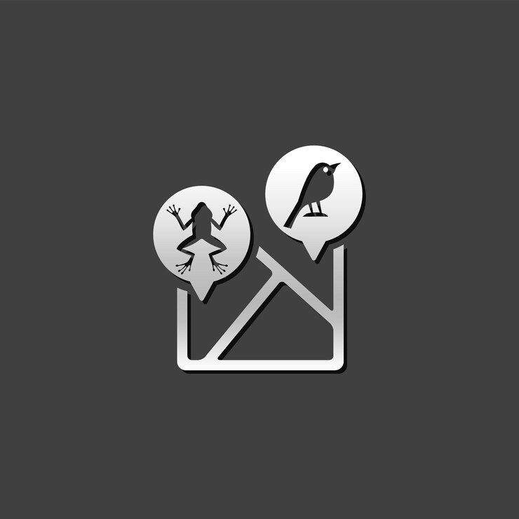 वेक्टर zoo map icon in metallic grey color style