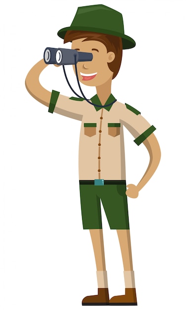 Vector a zookeeper use binoculars