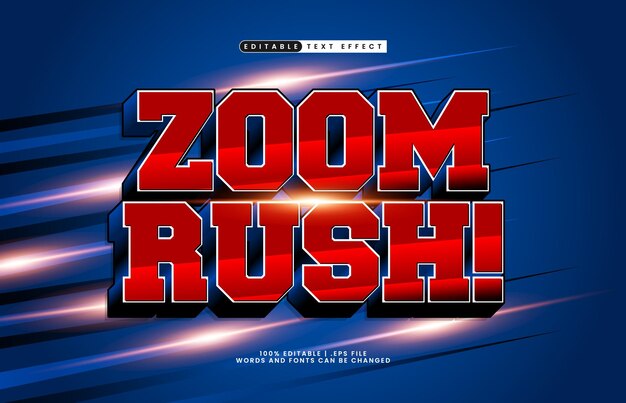 zoom rush редактируемый текстовый эффект с текстовым эффектом гонки и скорости