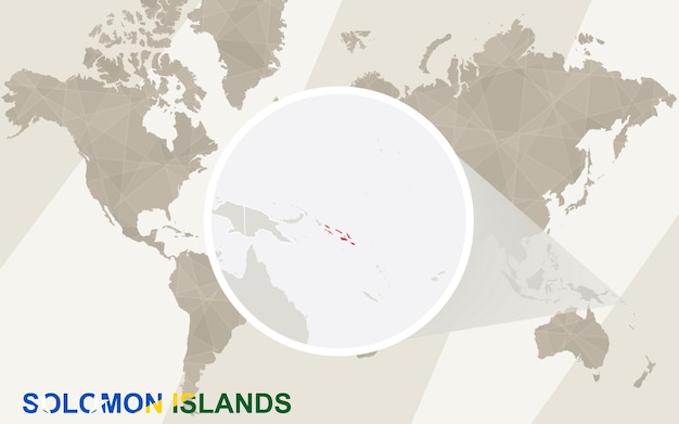 Ingrandisci la mappa e la bandiera delle isole salomone. mappa del mondo.