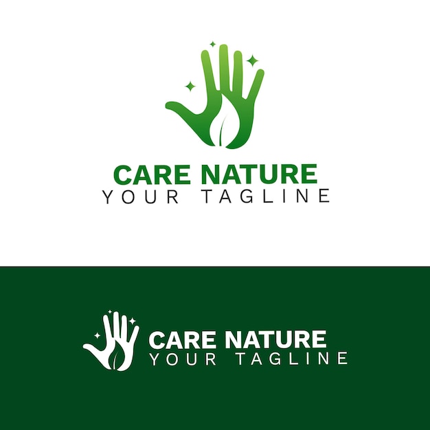 Zorg Natuur Logo Vector Illustratie