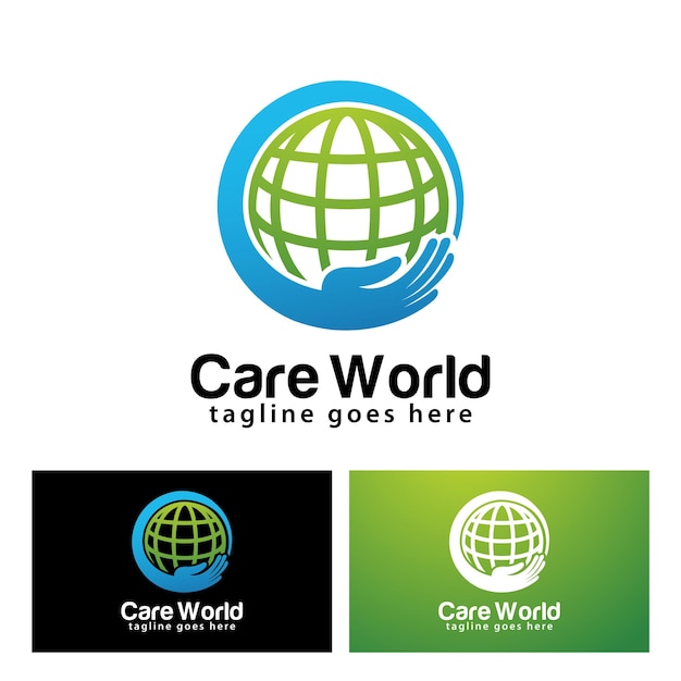 Zorg wereld logo ontwerpsjabloon