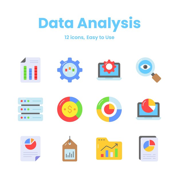 Zorgvuldig samengestelde data-analyse en statistieken iconen download deze premium vectoren gemakkelijk te gebruiken