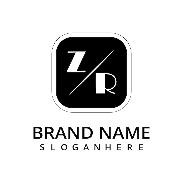 ZR initiële monogram logo met rechthoekige stijl dsign