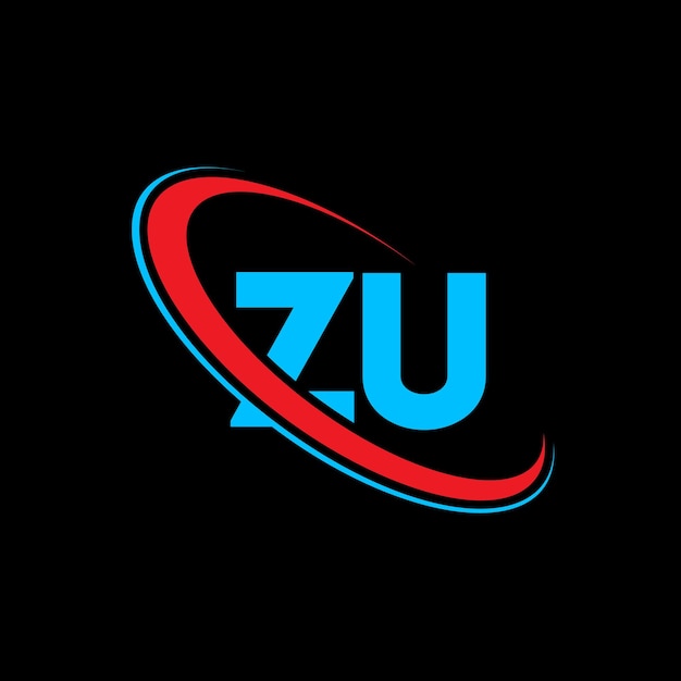 ZU letter logo ontwerp Initiële letter ZU gekoppelde cirkel hoofdletters monogram logo rood en blauw ZU logo