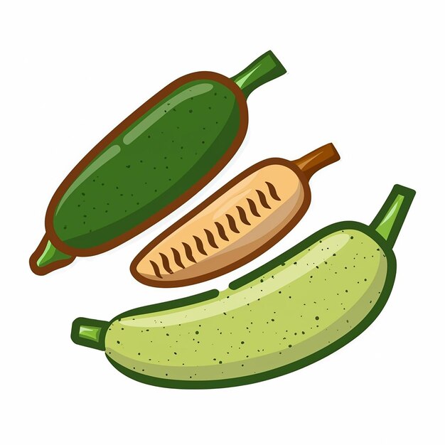 Vector zucchini icons on a white backgroun flat design