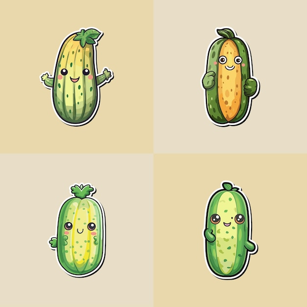 zucchini sticker kawaii cartoon illustration