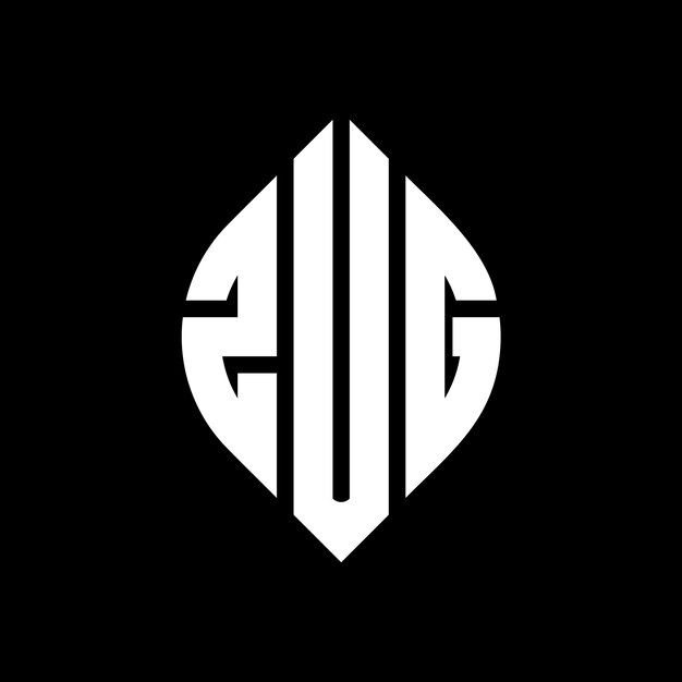 Дизайн логотипа ZUG круговой буквы с формой круга и эллипса ZUG эллипсовые буквы с типографическим стилем Три инициалы образуют логотип круга ZUG Круг Эмблема Абстрактная монограмма Письмо Марка Вектор