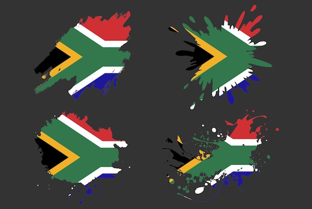 Zuid-Afrika vlag borstel splash vector ingesteld land logo activa verf grunge illustratie concept