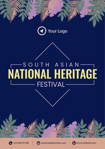 Vector zuid-aziatisch nationaal erfgoedfestival flyerontwerp