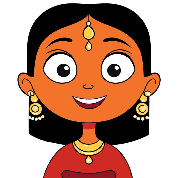 Vector zuid-indiase meisje gayatri tamil hindoe hand getekend platte stijlvolle cartoon sticker icoon concept geïsoleerd