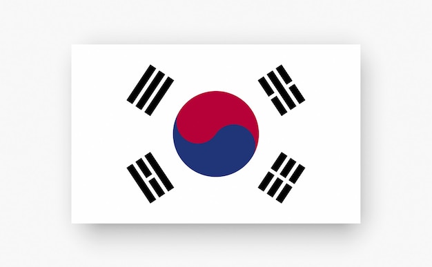 Zuid-Korea Gedetailleerde vlag op witte achtergrond Vector illustratie