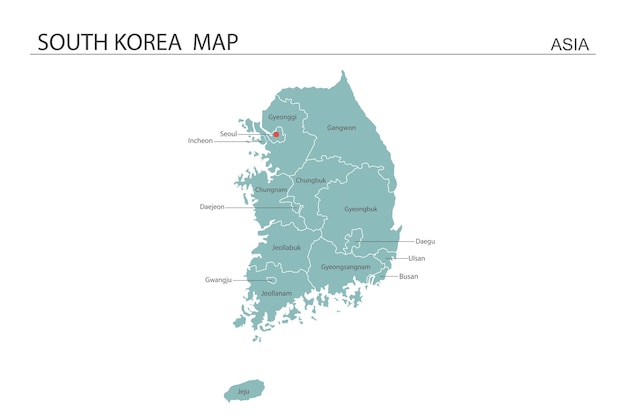 Zuid-Korea kaart vectorillustratie Kaart hebben alle provincies en markeren de hoofdstad van Zuid-Korea