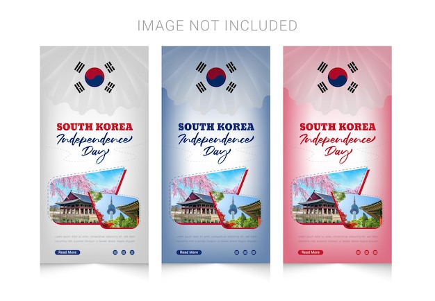 Zuid-Korea onafhankelijkheidsdag viering verticale banner met 3D-vlaggetje ontwerp