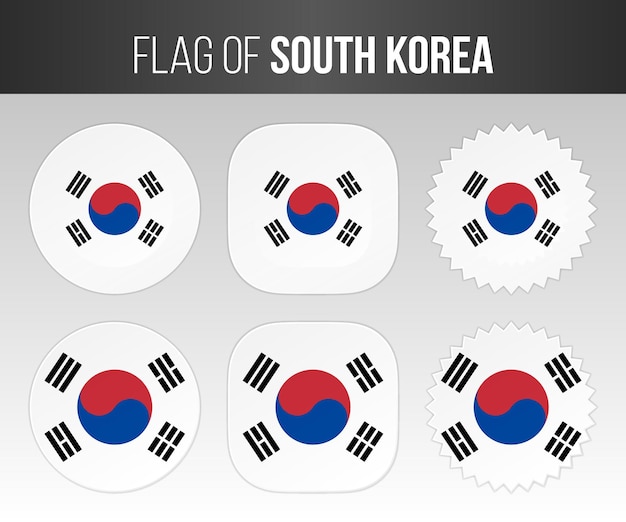 Zuid-korea vlag etiketten badges en stickers illustratie vlaggen van zuid-korea geïsoleerd