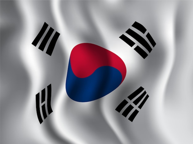 Zuid-korea vlag golvende stijl voor onafhankelijkheidsdag