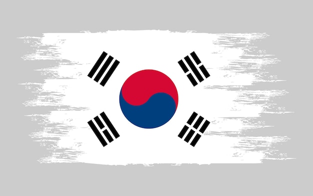 Zuid-korea vlag sjabloon borstel vectorillustratie