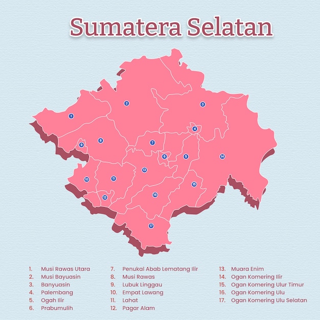 Zuid-Sumatra provincie kaartsjabloon voor vector activa