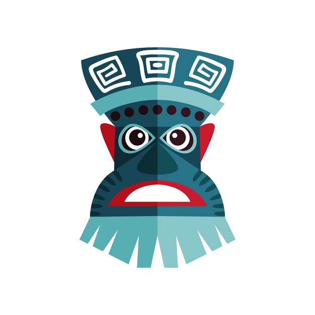 Vettore maschera zulu con ornamenti tradizionali simbolo rituale antico delle tribù africane disegno vettoriale piatto per la stampa di poster o cartoline