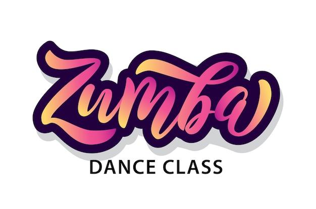 벡터 zumba 댄스 클래스. 핸드 레터링