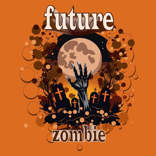 Zumby's hand op de achtergrond van de volle maan begraafplaats Halloween feestuitnodiging poster sjabloon