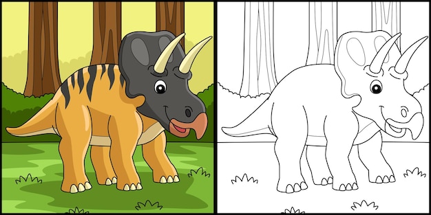 Illustrazione della pagina di colorazione del dinosauro di zuniceratops