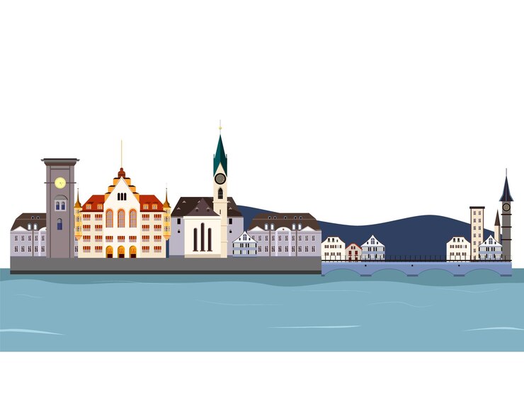 Vector zurich skyline a picturesque view of the swiss citys architecture
