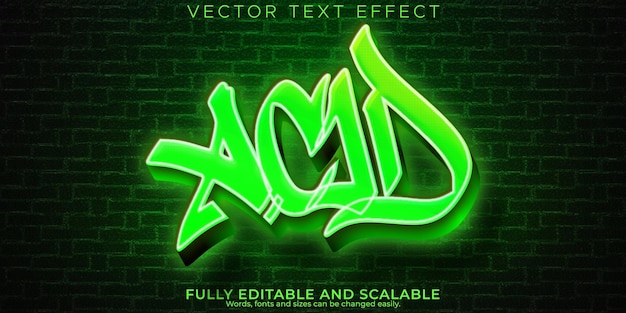 Vector zuur graffiti teksteffect bewerkbare spray en stedelijke lettertypestijl