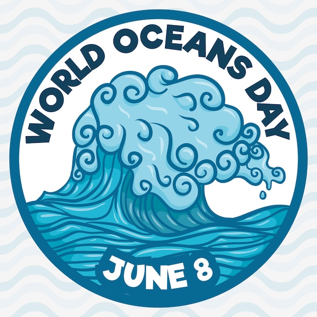 Zwaai in handgetekende stijl voor World Oceans Day
