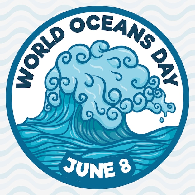 Vector zwaai in handgetekende stijl voor world oceans day