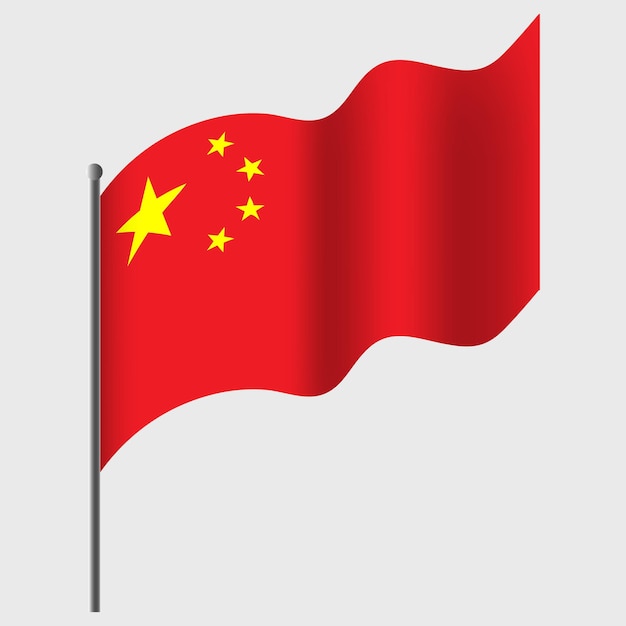 Zwaaide vlag van China Chinese vlag op vlaggenmast Vector embleem van China