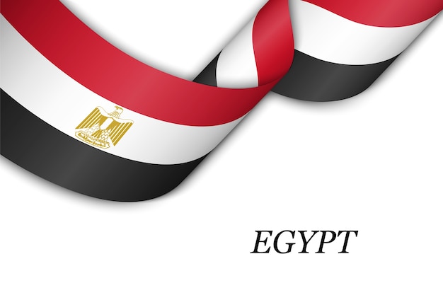 Zwaaien lint of banner met vlag van Egypte.