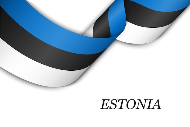 Zwaaien lint of banner met vlag van Estland.