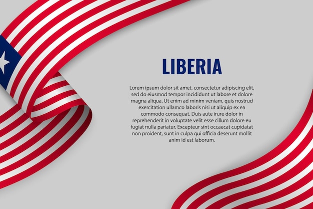 Zwaaien lint of banner met vlag van Liberia