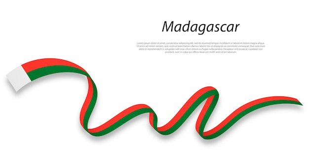 Zwaaien lint of banner met vlag van madagaskar