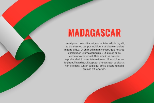 Zwaaien lint of banner met vlag van Madagaskar