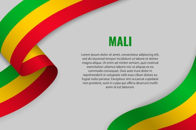 Zwaaien lint of banner met vlag van mali