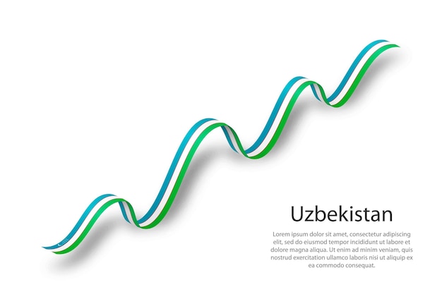 Zwaaien lint of banner met vlag van Oezbekistan