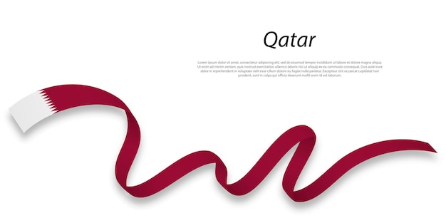 Zwaaien lint of banner met vlag van Qatar