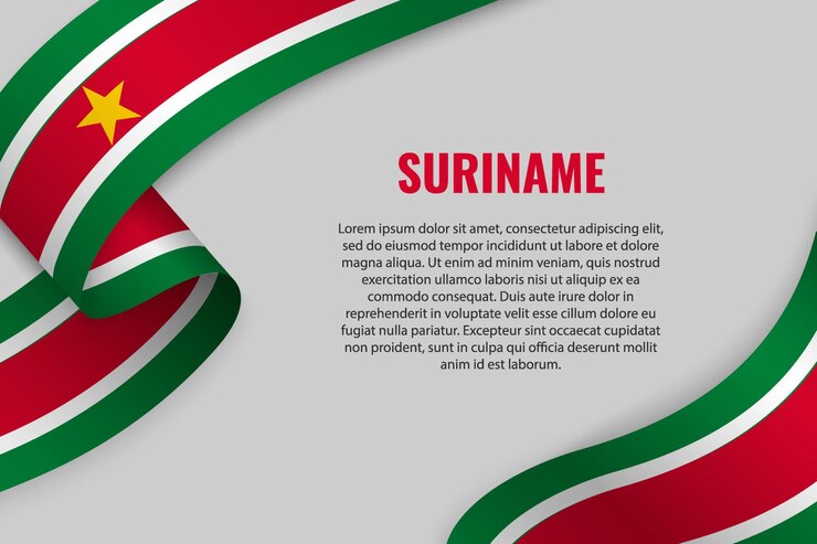 Zwaaien lint of banner met vlag van suriname