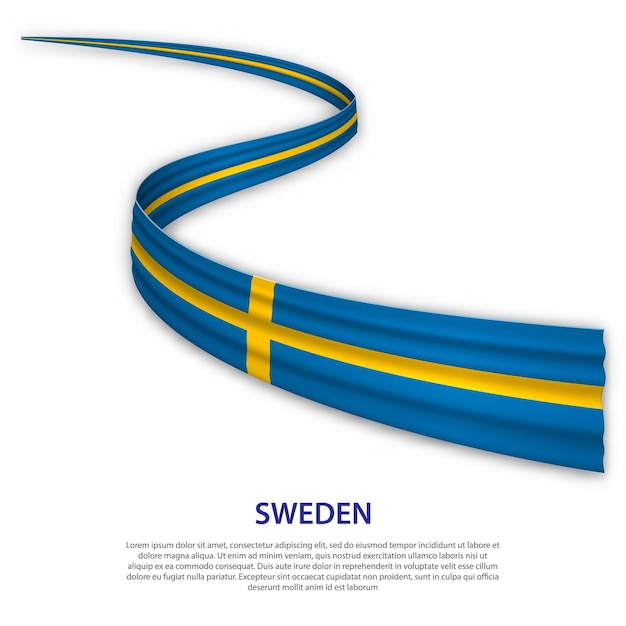 Zwaaien lint of banner met vlag van Zweden