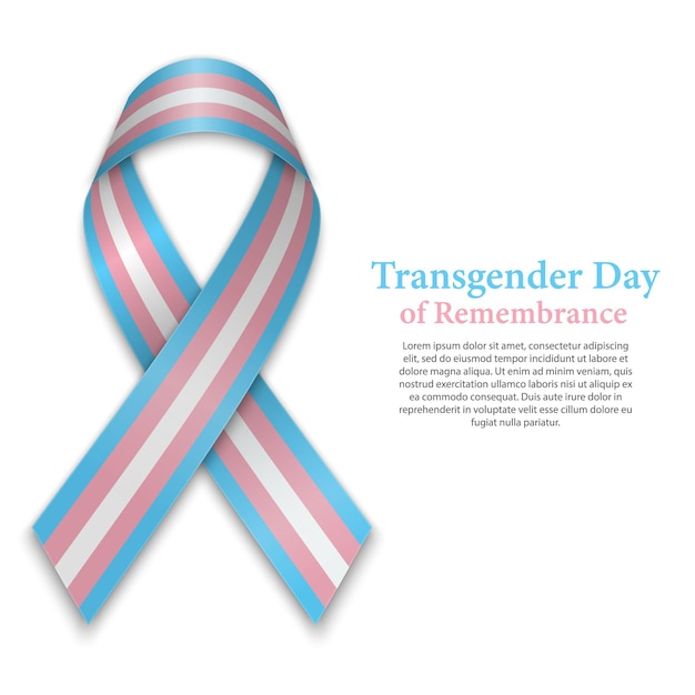 Zwaaiend lint of spandoek met Transgender Pride-vlag Sjabloon voor posterontwerp voor transgenderdag